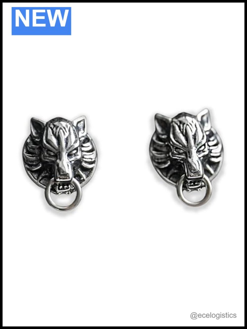 925 Sterling Silver Fantasy VII Cloud Strife Wolf Fenrir Stud Earrings